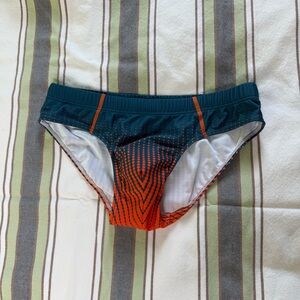 Stylish Orange and Blue Swim Briefs